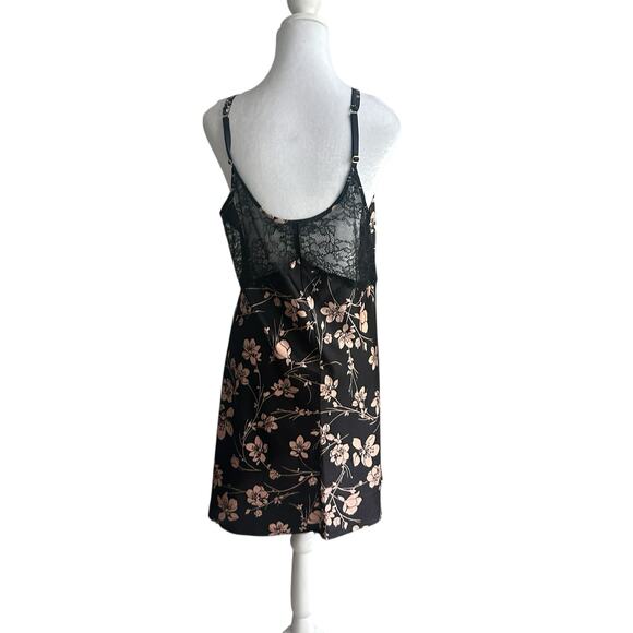 Soma Black and Blush Satin LAce Slip Chemise Nightie Nightgown Lingerie L - Picture 5 of 7